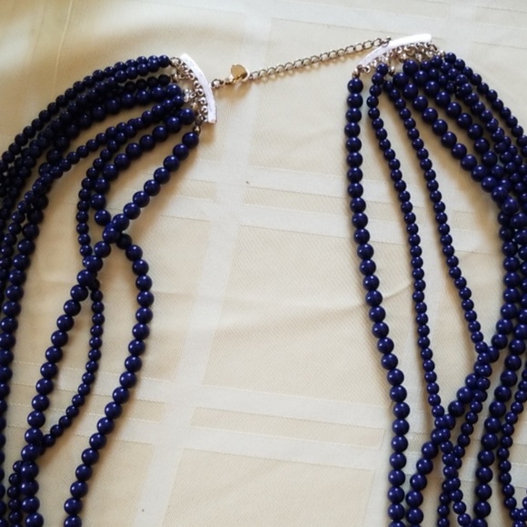 Multi strand navy beaded necklace - Picture 2 of 4